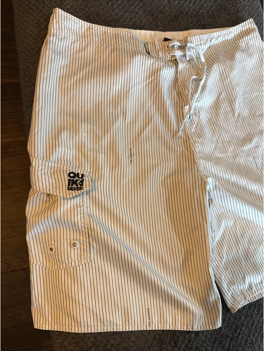Y2K Vintage Quicksilver Board Shorts Cargo Camo Mens 40 Surfing Swim Embroidered